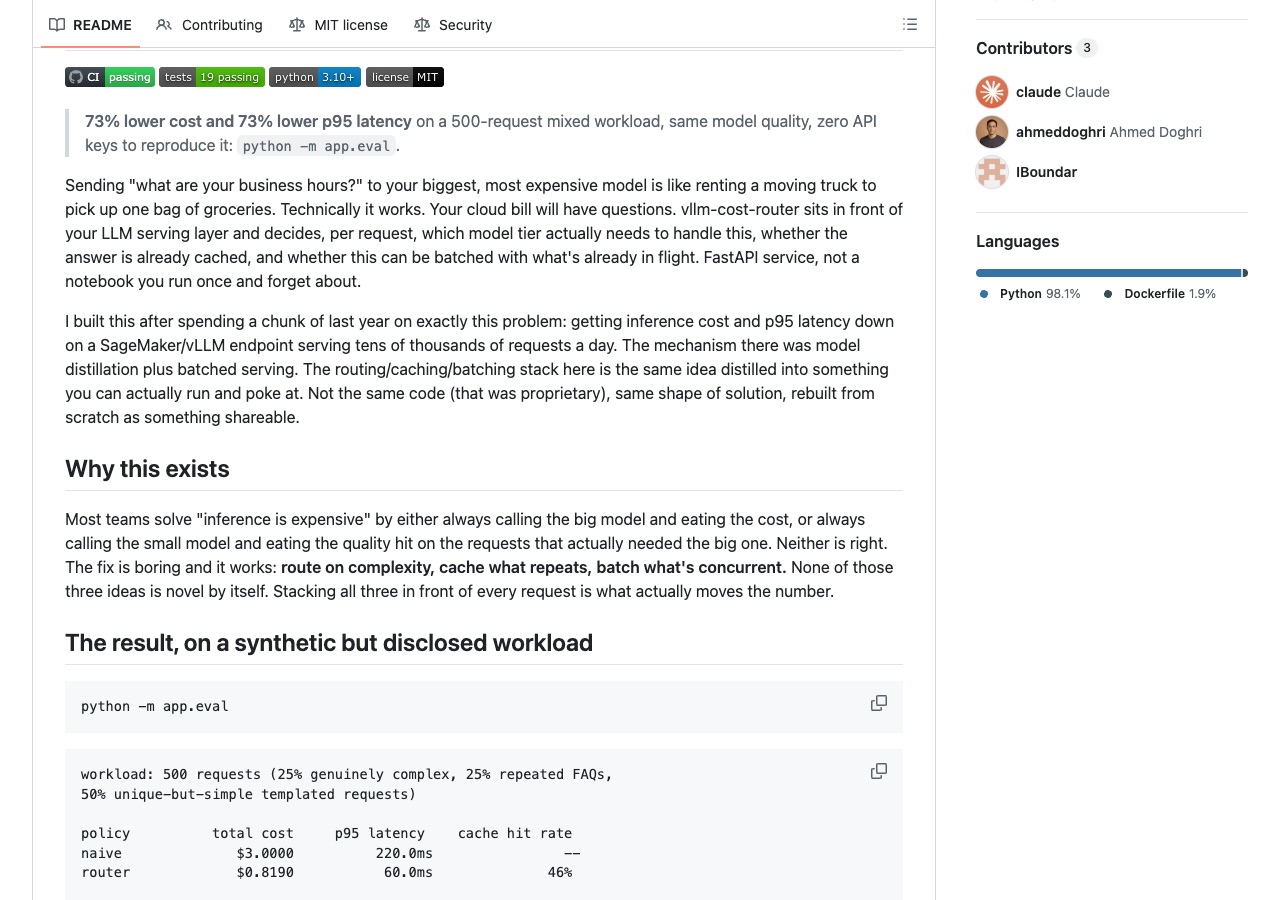 vllm-cost-router GitHub repository README
