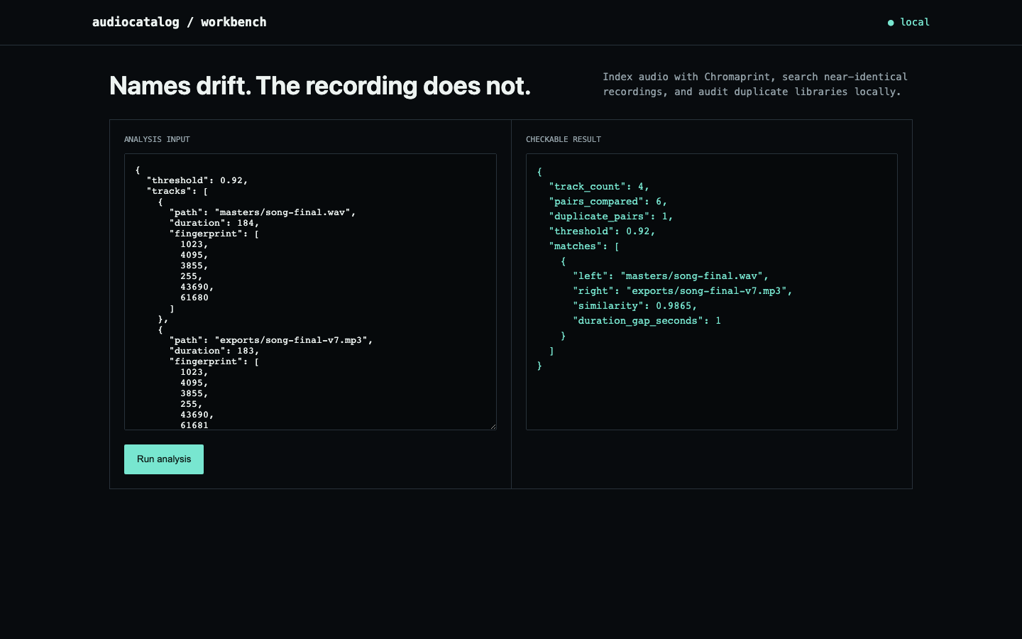 audiocatalog working browser demo